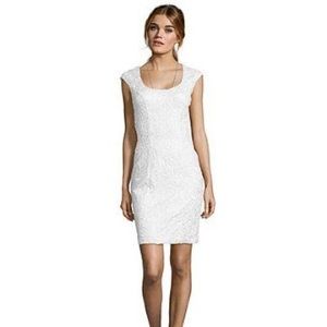 Sue Wong white cap sleeve embellished dress